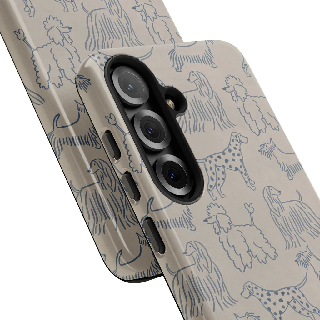 Dog Breed Pattern Samsung Case | Minimalist Sketch Art Dogs | Dual-Layer Protective Cover | Premium Gift for Dog Lover