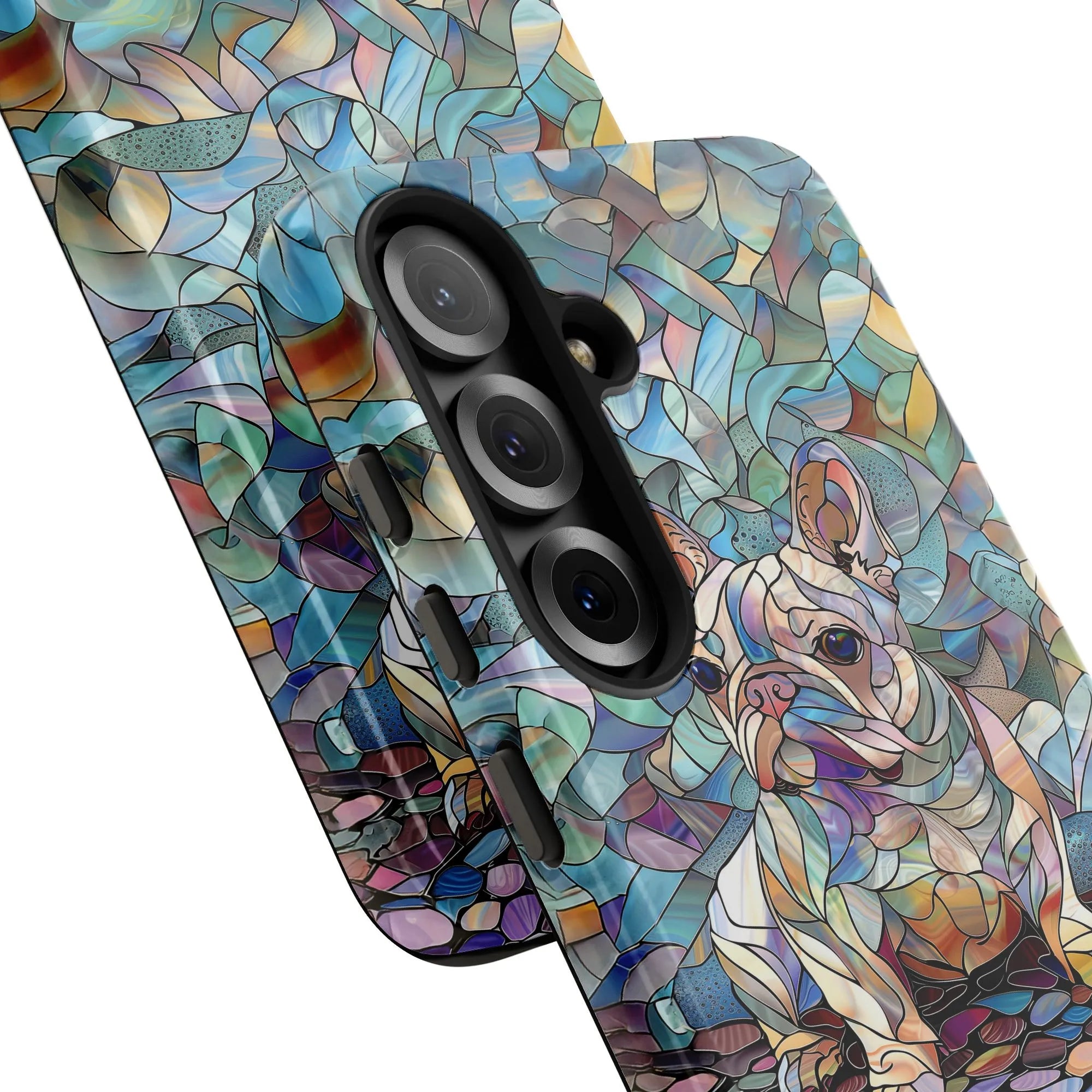 French Bulldog iPhone Case | Stained Glass Art Frenchie Design | Premium Dual Layer Protective Cover | Gift for Dog Lover