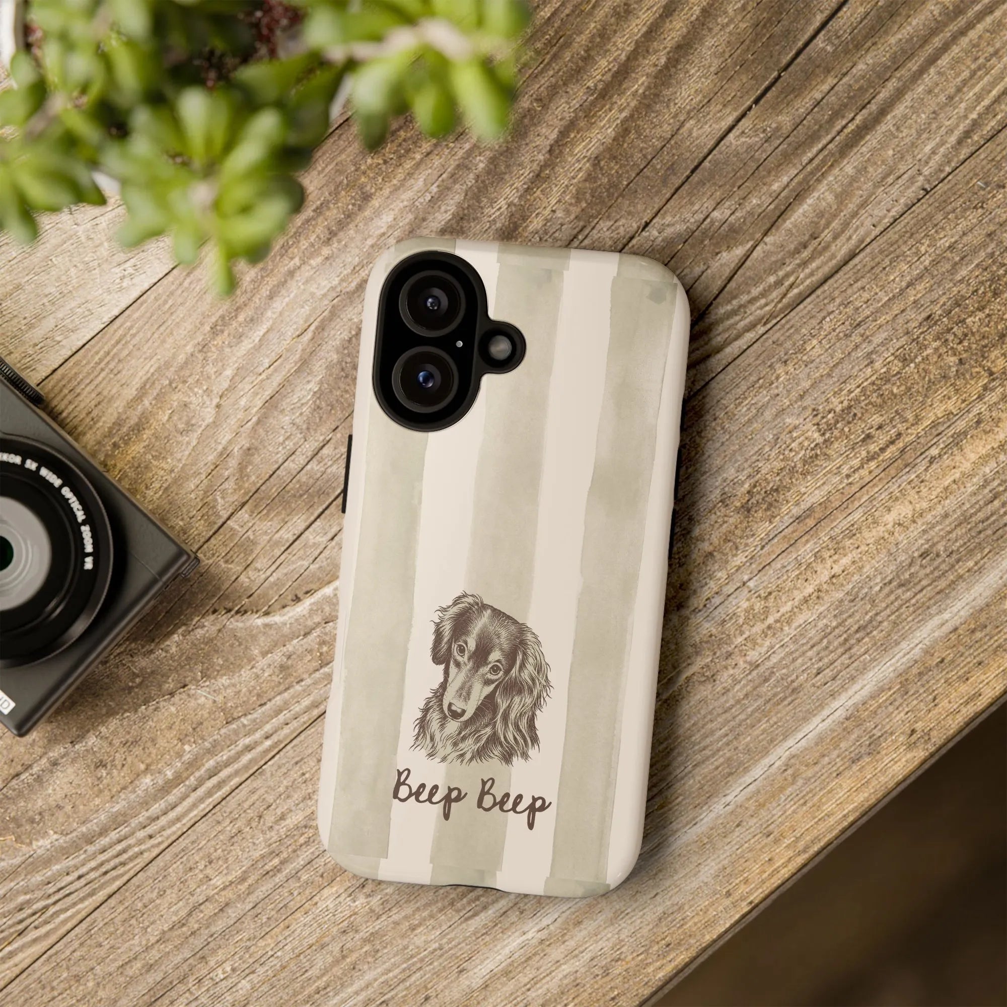 Dachshund iPhone Case | Vintage Wiener Dog Sketch 'Beep Beep' | Dual Layer Protective Cover | Premium Gift for Dachshund Mom