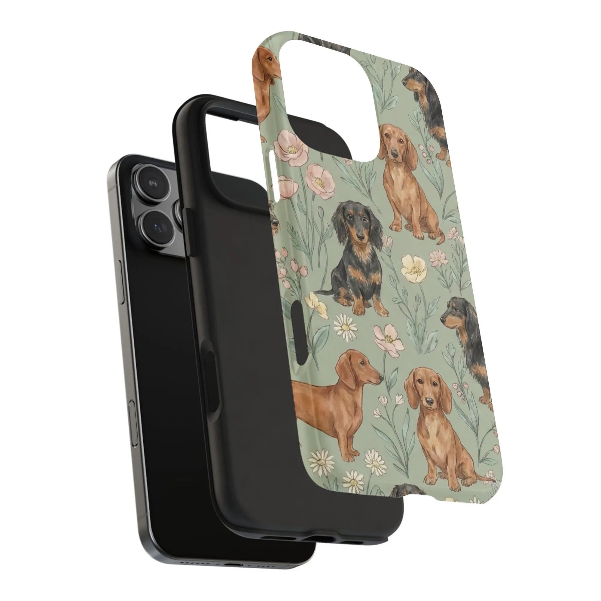 Dachshund Samsung Galaxy Case | Watercolor Floral Wiener Dog Pattern | Dual-Layer Tough Protection | Gift for Dog Mom