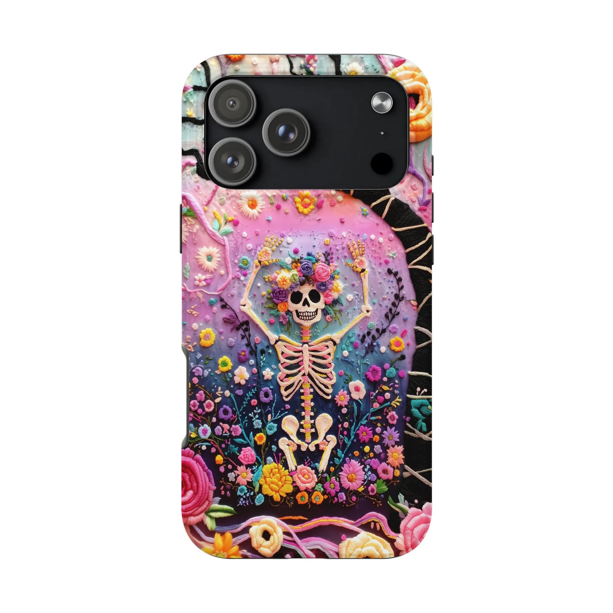 Floral Skull Samsung Case | Vibrant Botanical Skeleton Print | Dual-Layer Tough Protection | Unique Aesthetic Gift for Women