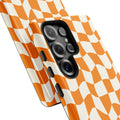 Wavy Checkerboard iPhone Case | Retro Orange & Cream Check Print | Premium Dual-Layer Protection | Aesthetic Y2K Gift for Her