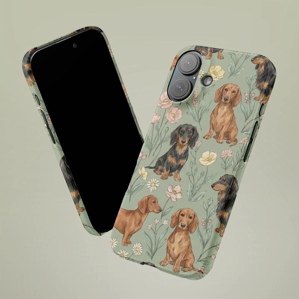 Dachshund Samsung Galaxy Case | Watercolor Floral Wiener Dog Pattern | Dual-Layer Tough Protection | Gift for Dog Mom