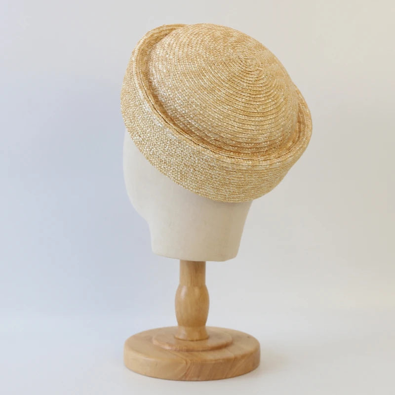 100% Natural 	round  Straw hat for men women  japanese  summer sailor hat  Beach Beret sun pillbox hat