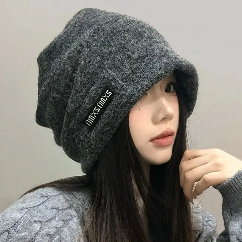 Versatile Women's Autumn Winter Beanie Large Head Circumference Retro Puffy Beanie Soft Stretchy Durable Warm