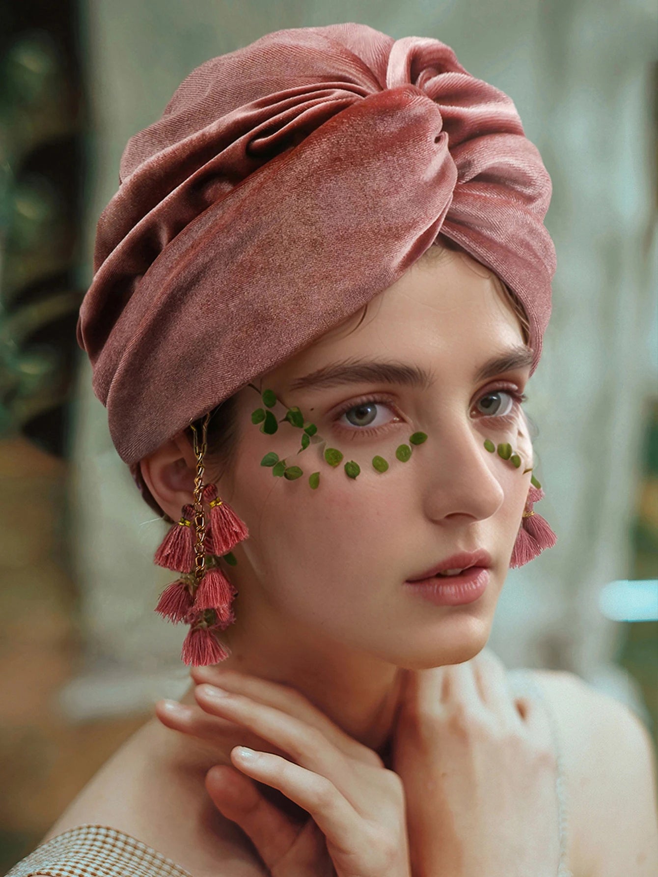 Spring new women's headscarf hat Retro fashion fringe hat Boho cross hat