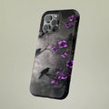 Gothic Raven Phone Case | Dark Botanical Crow & Purple Flower Art | Dual-Layer Tough Case | For iPhone 15 14 13 Pro Max, Uniq