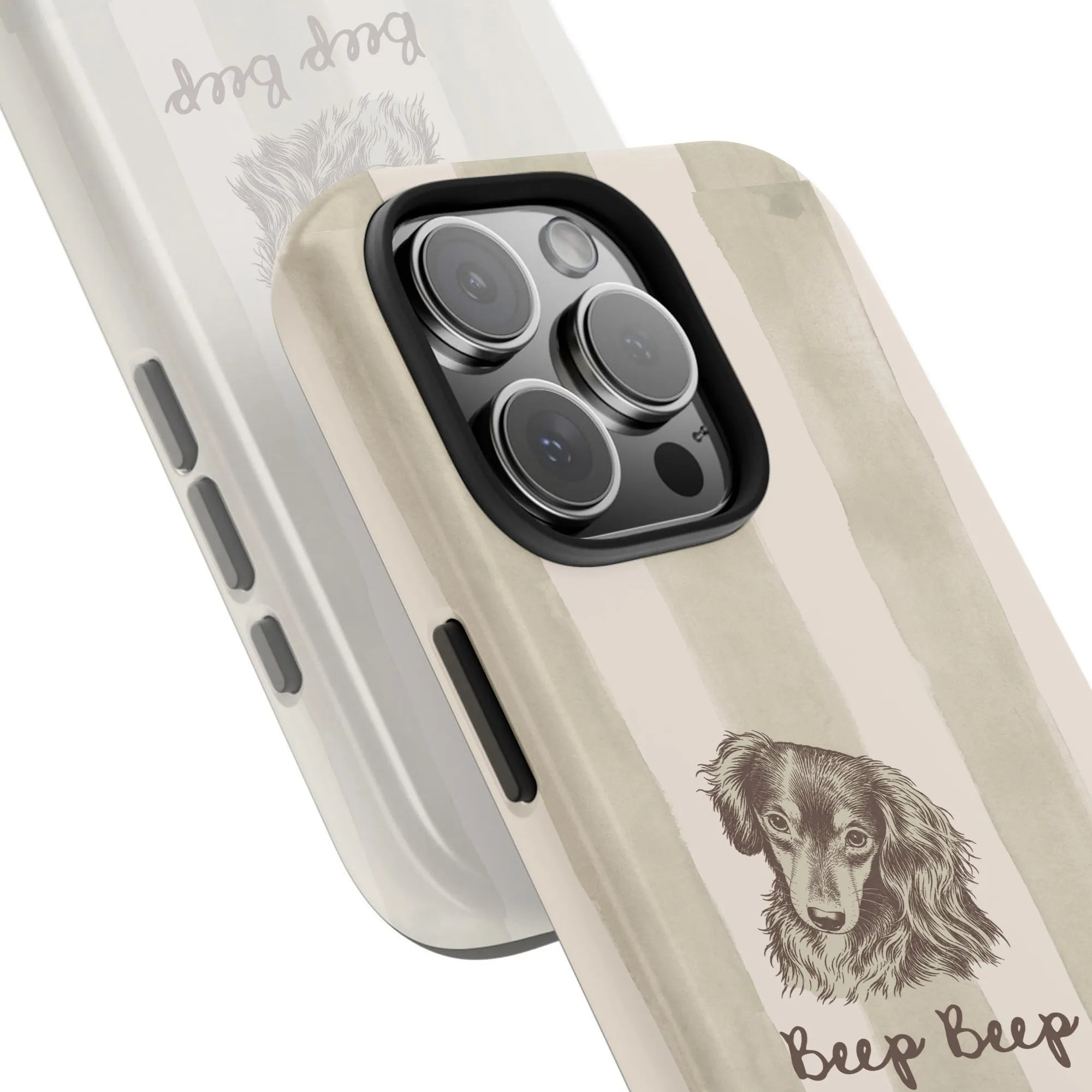 Dachshund iPhone Case | Vintage Wiener Dog Sketch 'Beep Beep' | Dual Layer Protective Cover | Premium Gift for Dachshund Mom